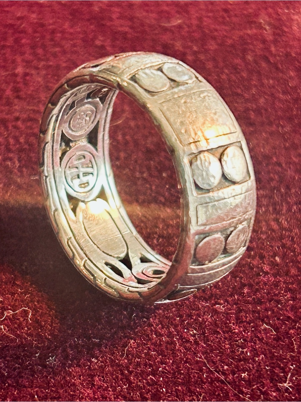 John Hardy Accent Band Ring - black diamonds , Gold & silver. Size 7 - Picture 5 of 8